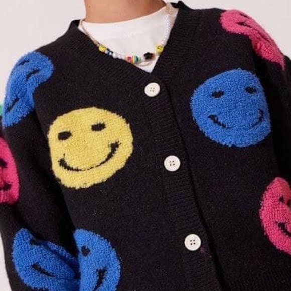 Lola & the Boys Happy emoji Cardigan 8 - Picture 3 of 7